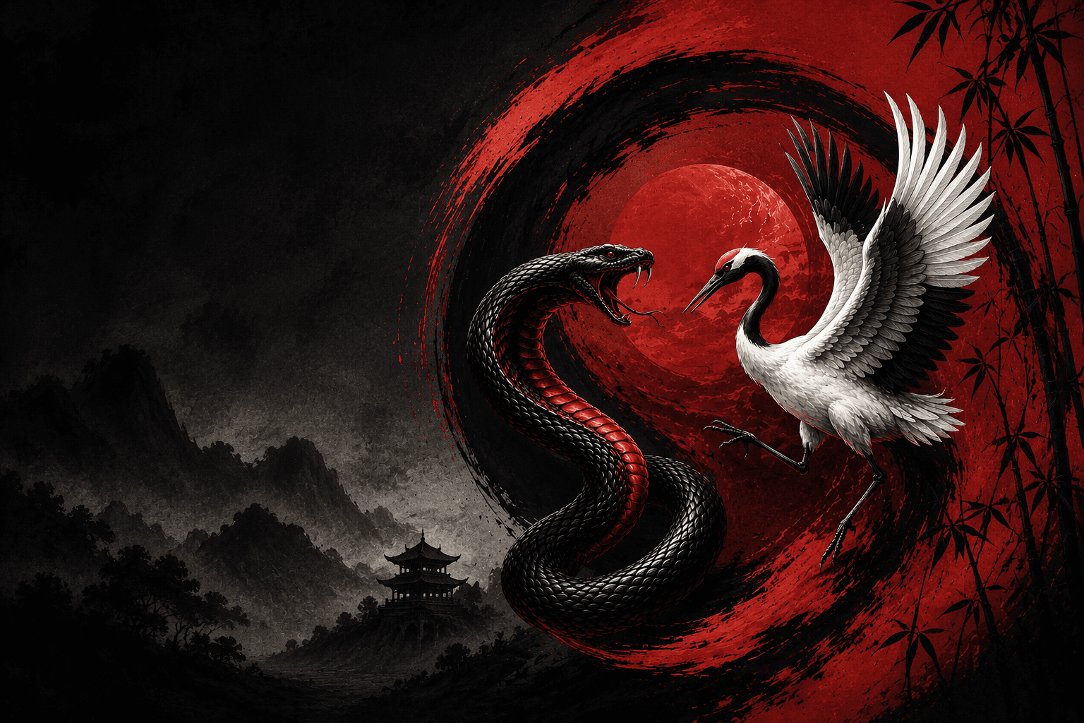 Snake and crane Wing Chun motif
